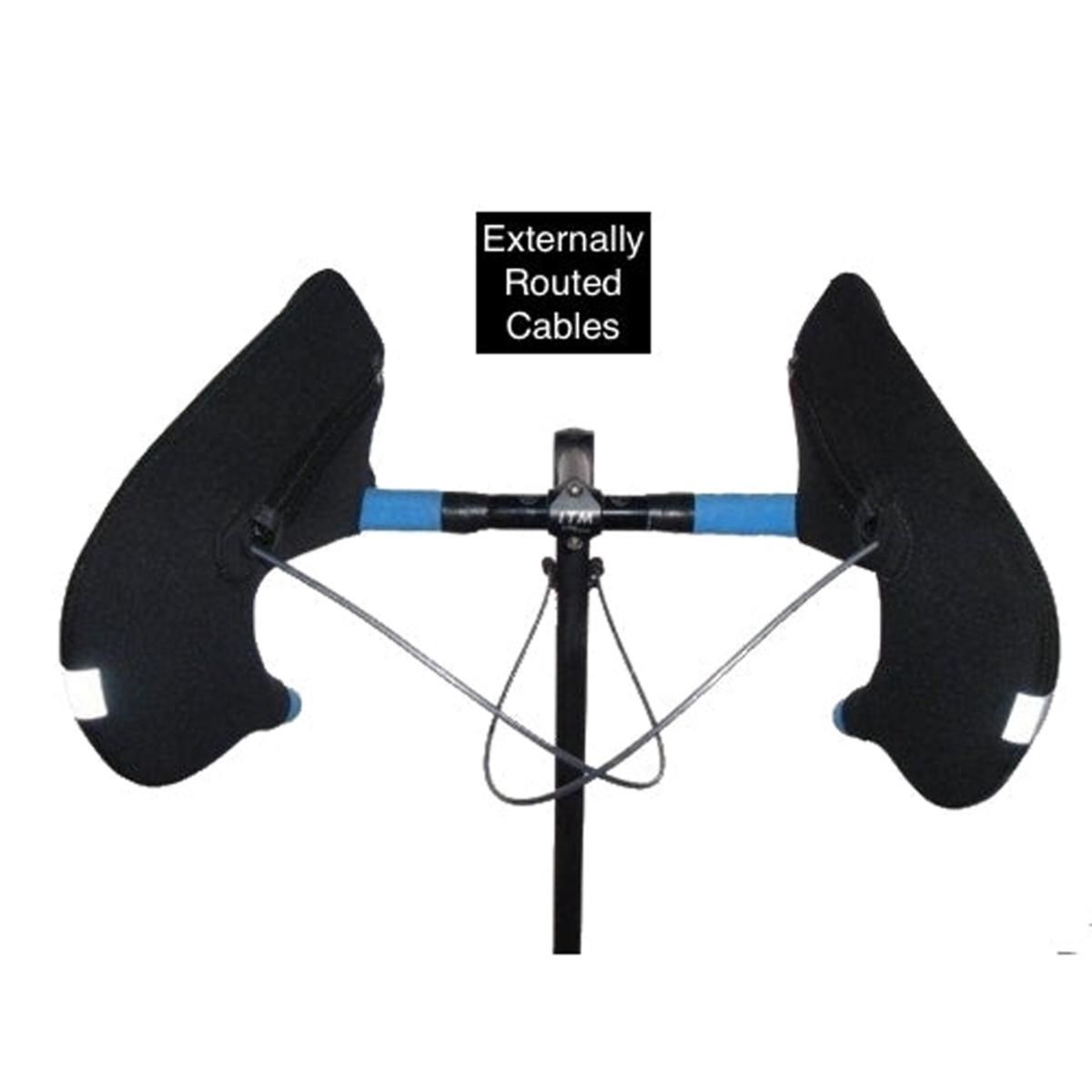  Bar Mitts Externally Routed Cables Road Pogie Handlebar Mittens Extreme - Large Black