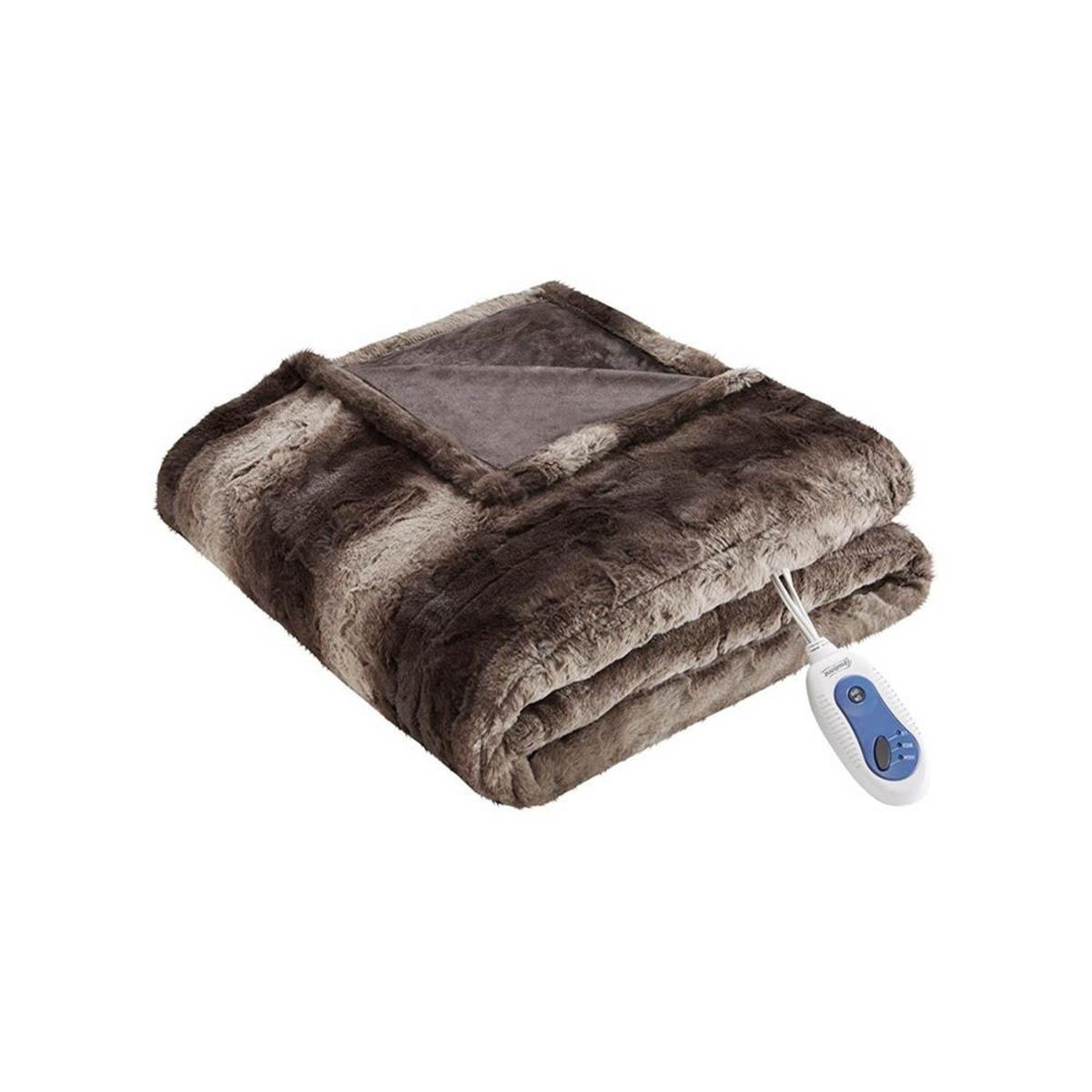  Beautyrest 100% Polyester Faux Tip Dye Long Fur Heated Throw - 50inW X 70inL