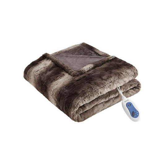  Beautyrest 100% Polyester Faux Tip Dye Long Fur Heated Throw - 50inW X 70inL
