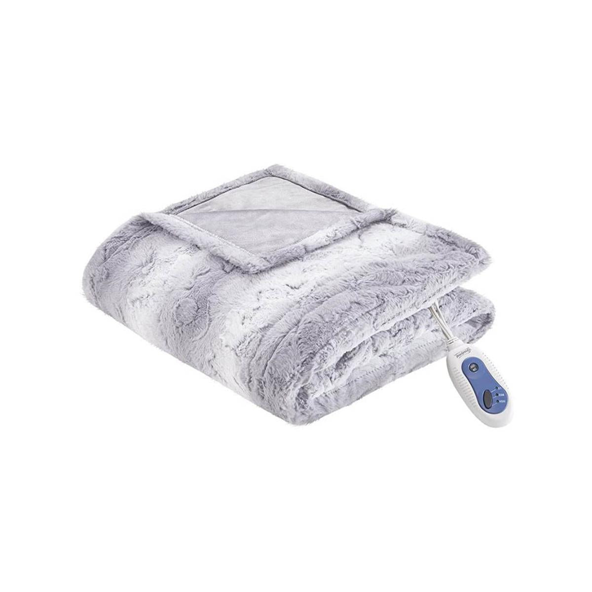  Beautyrest 100% Polyester Faux Tip Dye Long Fur Heated Throw - 50inW X 70inL
