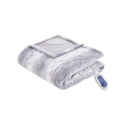  Beautyrest 100% Polyester Faux Tip Dye Long Fur Heated Throw - 50inW X 70inL