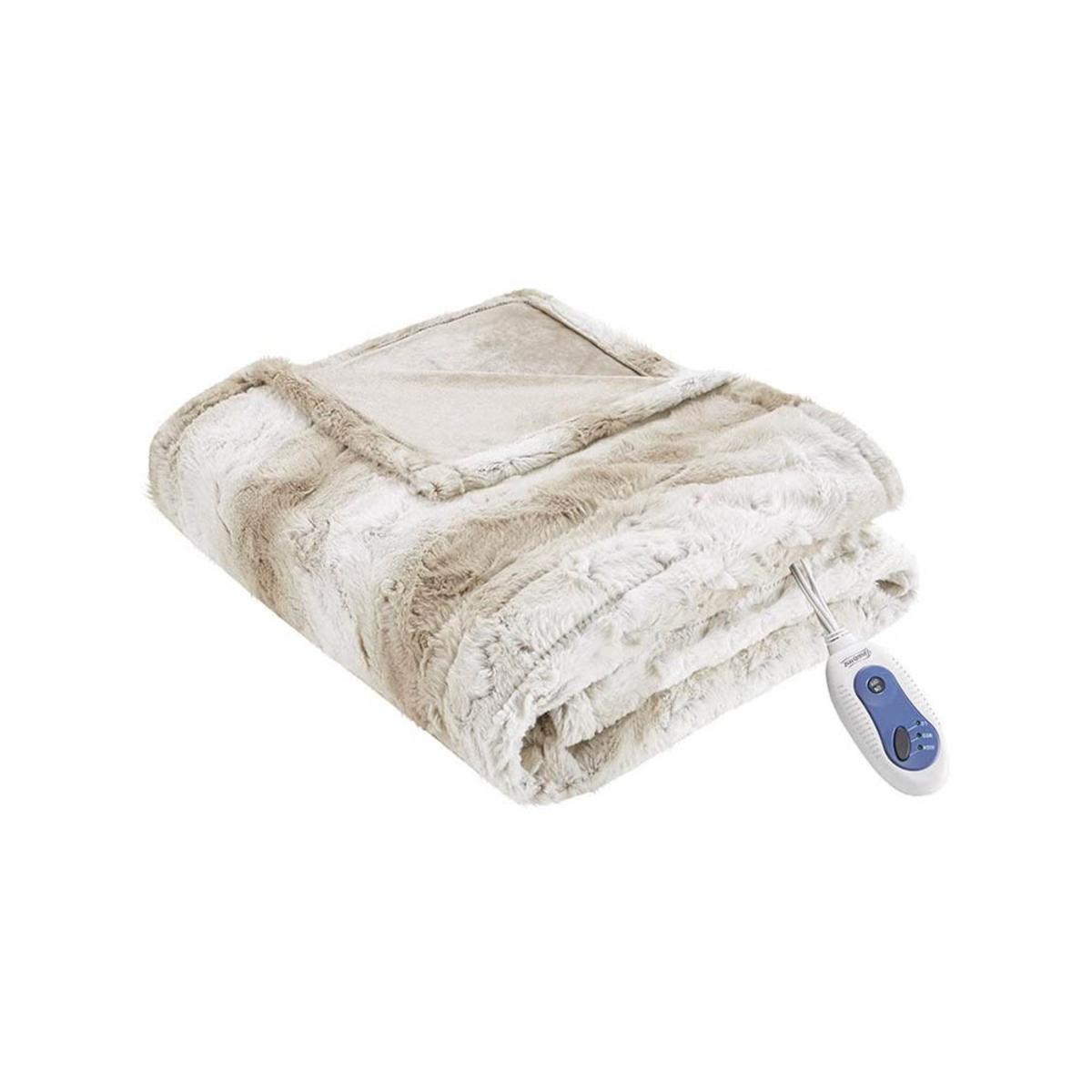  Beautyrest 100% Polyester Faux Tip Dye Long Fur Heated Throw - 50inW X 70inL