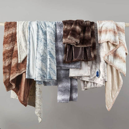  Beautyrest 100% Polyester Faux Tip Dye Long Fur Heated Throw - 50inW X 70inL