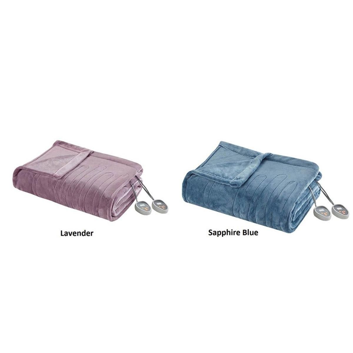  Beautyrest 100% Polyester Knitted Solid Microlight To Solid Microlight Heated Blanket - Full