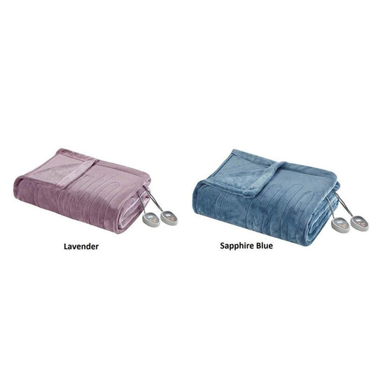  Beautyrest 100% Polyester Knitted Solid Microlight To Solid Microlight Heated Blanket - King