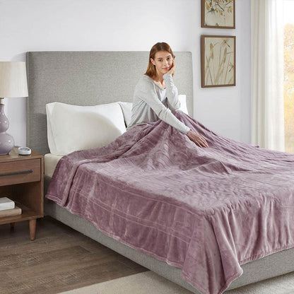 Beautyrest 100% Polyester Knitted Solid Microlight To Solid Microlight Heated Blanket - King