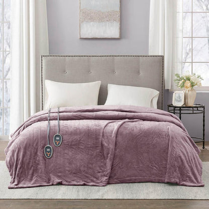  Beautyrest 100% Polyester Knitted Solid Microlight To Solid Microlight Heated Blanket - Queen