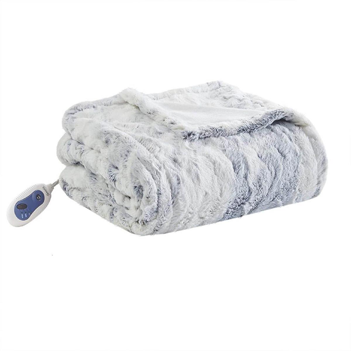  Beautyrest 100% Polyester Marble Faux Fur Heated Throw - 50inW X 70inL