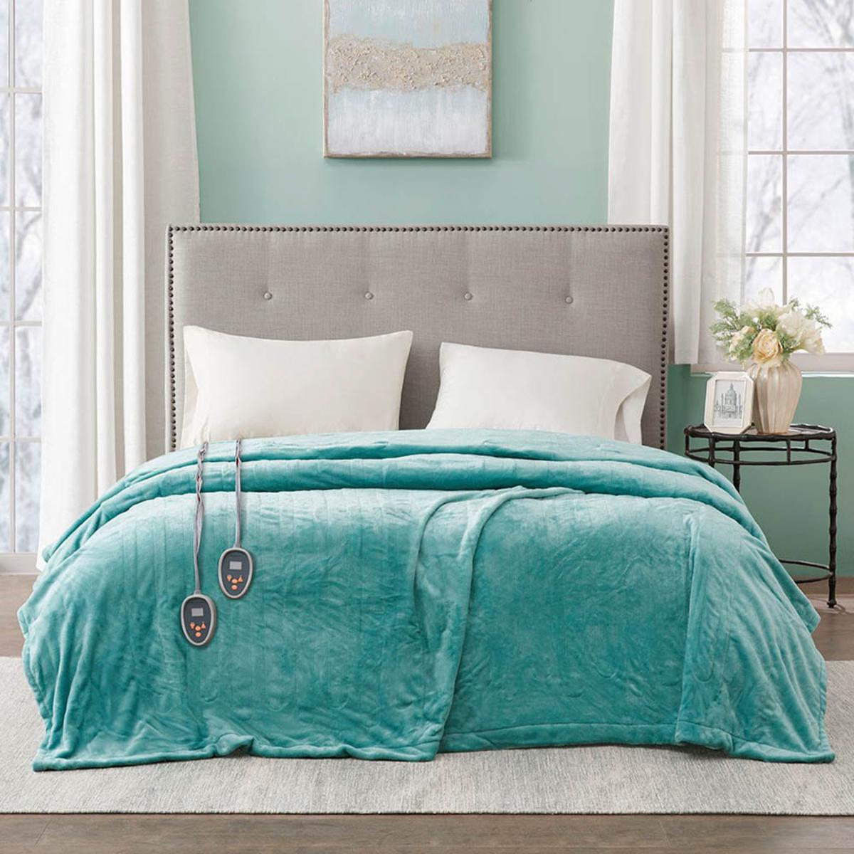  Beautyrest 100% Polyester Solid Microlight Reversible Heated Blanket - King