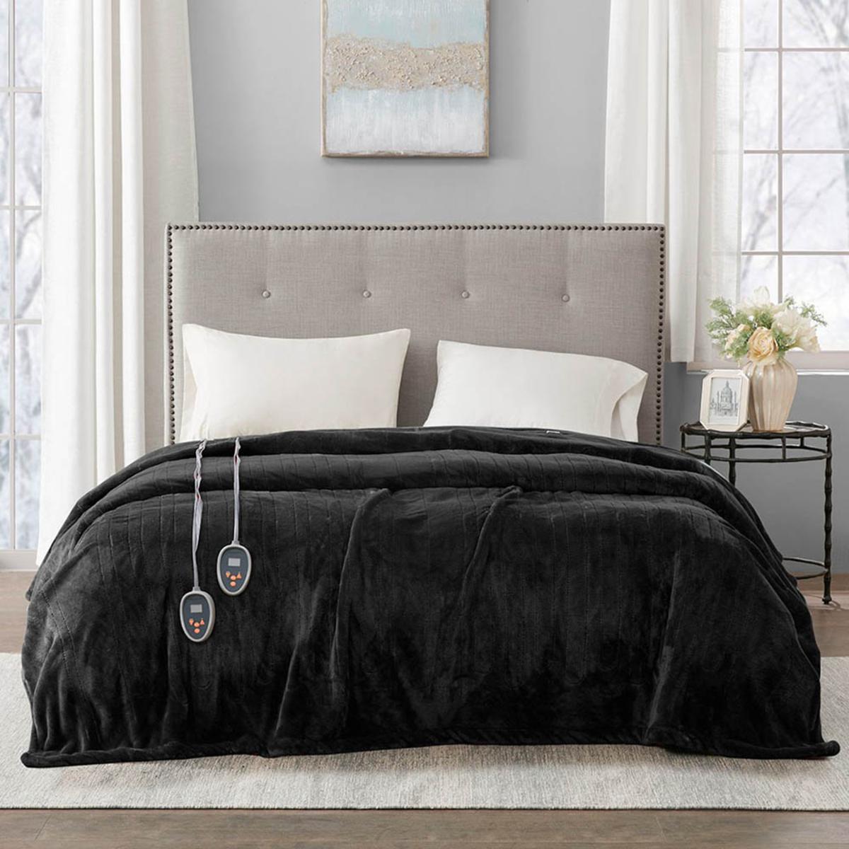  Beautyrest 100% Polyester Solid Microlight Reversible Heated Blanket - Queen