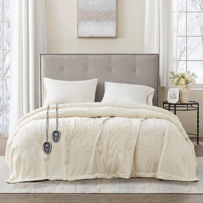  Beautyrest 100% Polyester Solid Microlight To Solid Microlight Heated Blanket - Queen