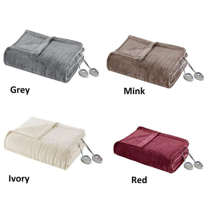  Beautyrest 100% Polyester Solid Microlight To Solid Microlight Heated Blanket - Twin