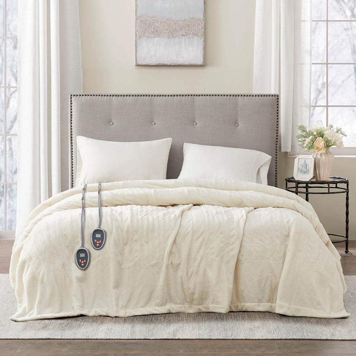  Beautyrest 100% Polyester Solid Microlight To Solid Microlight Heated Blanket - Twin