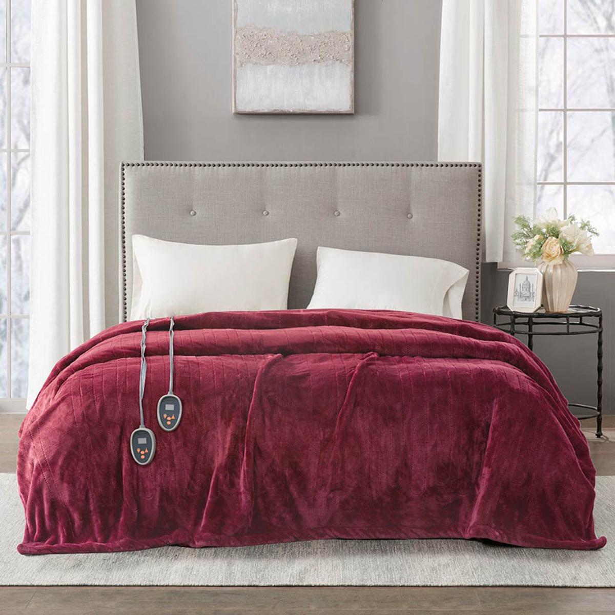  Beautyrest 100% Polyester Solid Microlight To Solid Microlight Heated Blanket - Twin