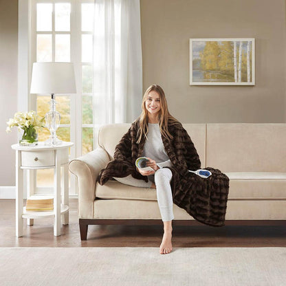  Beautyrest Heated Duke Faux Fur Heated Throw - 50inW X 70inL