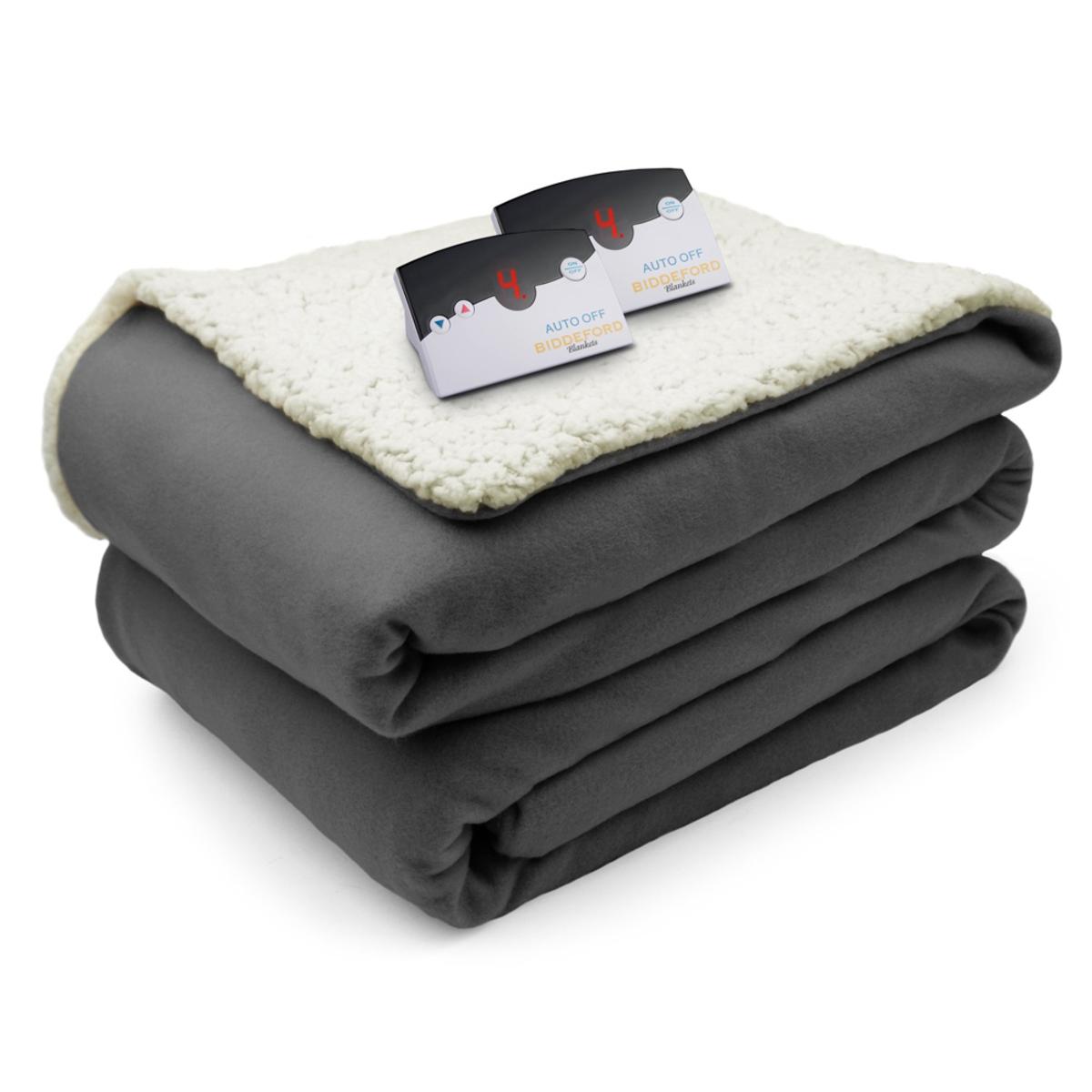  Biddeford Blankets Comfort Knit/Sherpa Electric Heated Blanket With Digital Controller - King