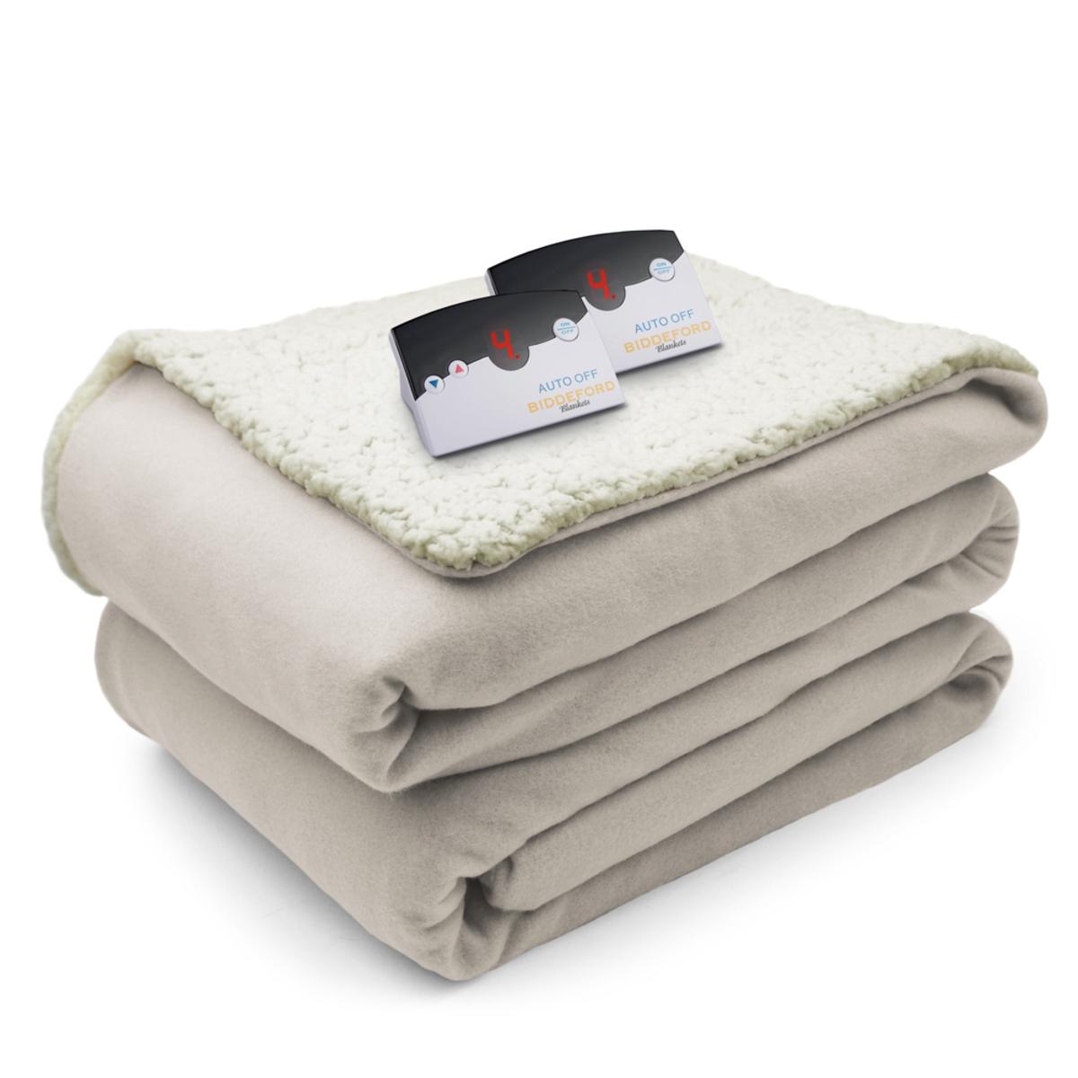  Biddeford Blankets Comfort Knit/Sherpa Electric Heated Blanket With Digital Controller - Twin