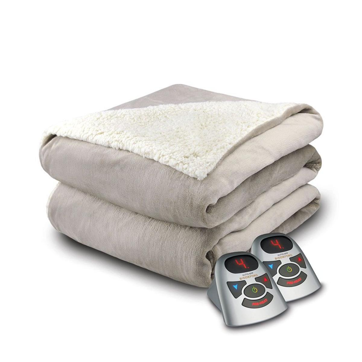  Biddeford Blankets Velour/Sherpa Heated Blanket With Digital Controller - King