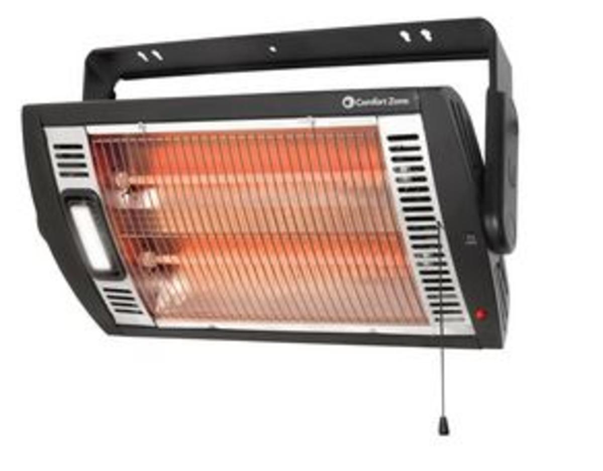  Comfort Zone CZQTV5M Quartz Electric Wall Mount Heater - Black