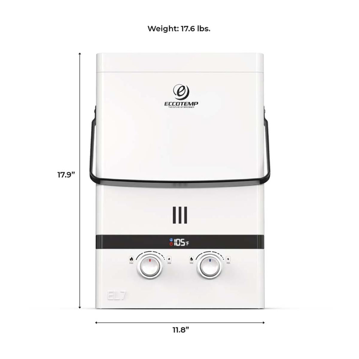  Eccotemp Luxe 1.85 GPM 52K BTU Portable Outdoor Tankless Water Heater - Pearl White