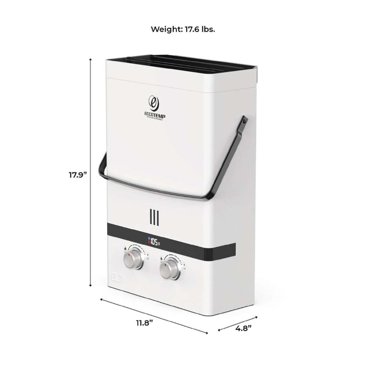  Eccotemp Luxe 1.85 GPM 52K BTU Portable Outdoor Tankless Water Heater - Pearl White