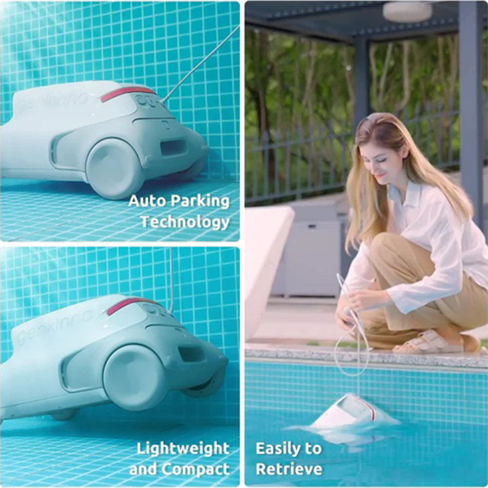  Genkinno P1 Cordless Automatic Robotic Pool Cleaner With Remote Controller For Above/In-Ground Flat Pools Up To 1614 Sq.ft.