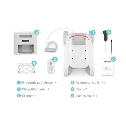  Genkinno P1 Cordless Automatic Robotic Pool Cleaner With Remote Controller For Above/In-Ground Flat Pools Up To 1614 Sq.ft.