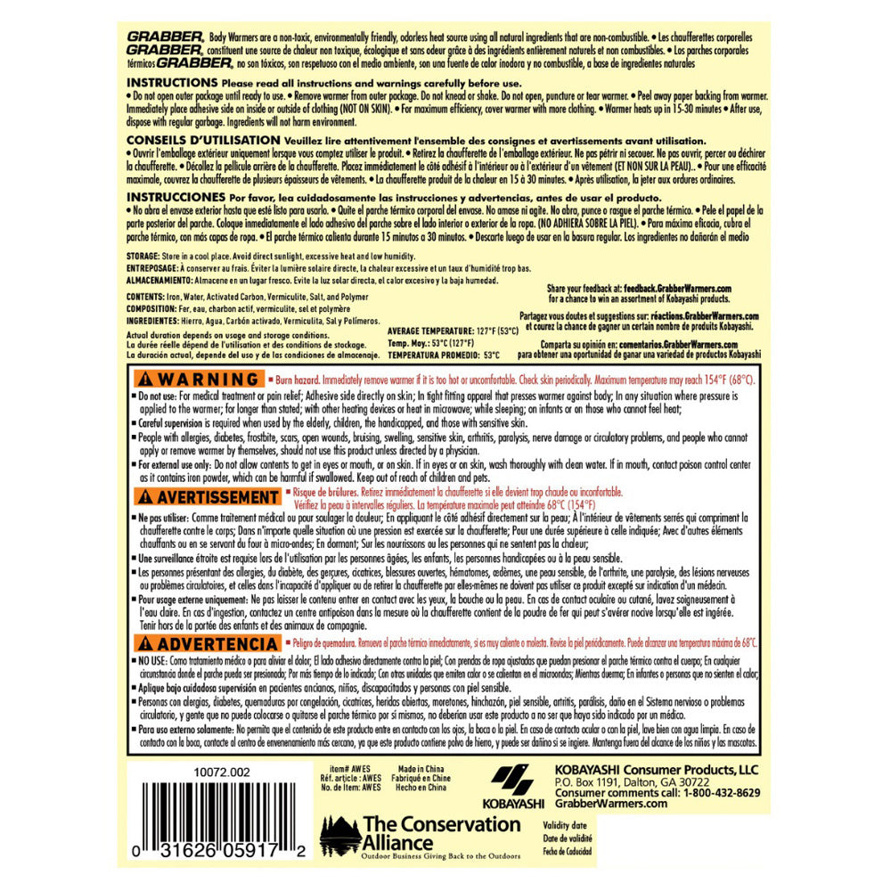 Grabber Warmers Peel N Stick 12+ Hour Adhesive Body Warmer - 40 Pack Box