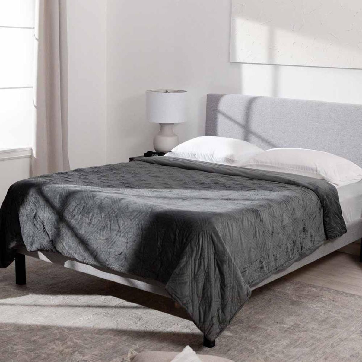  Hush 12 Lb Classic Blanket With Duvet Cover - Personal/Gray