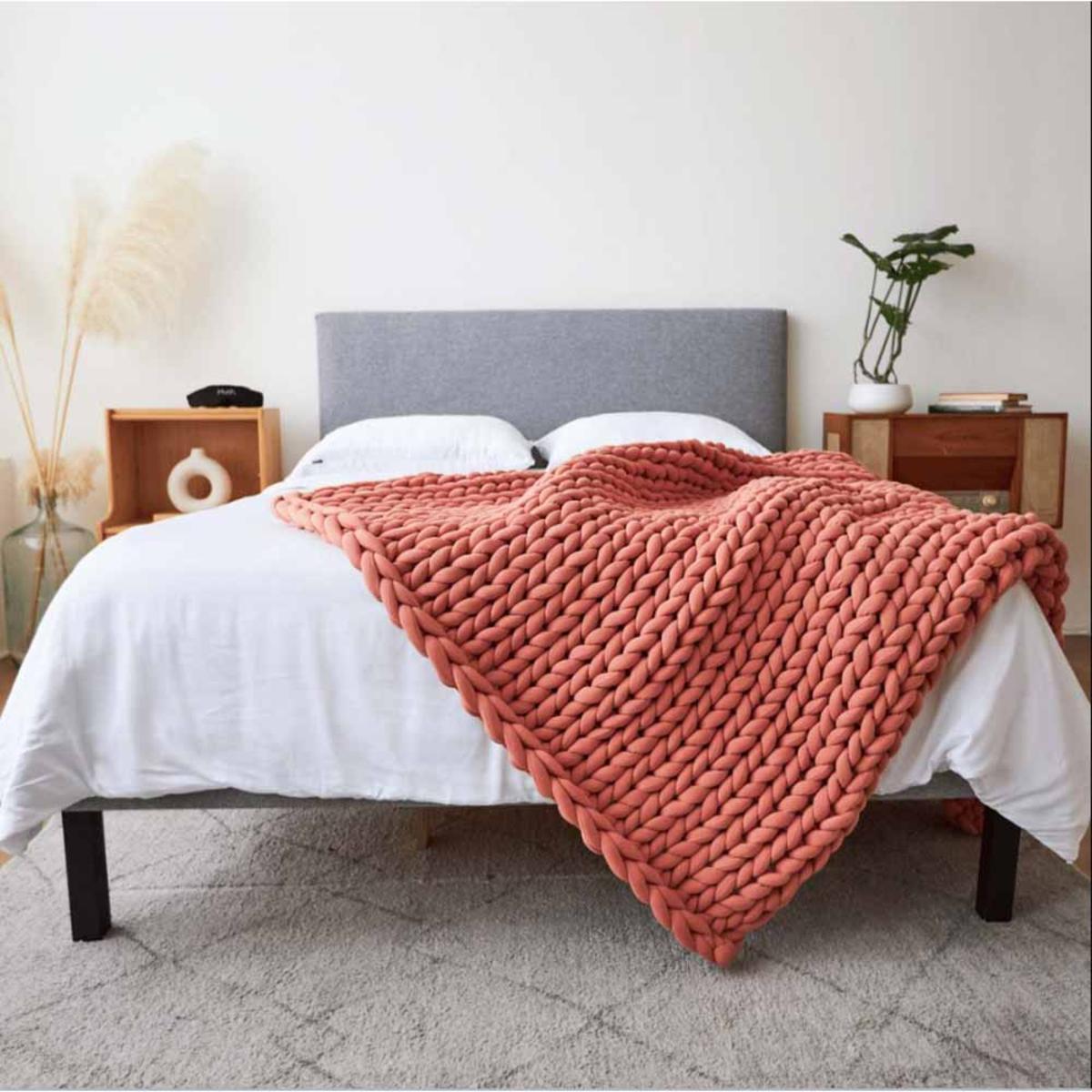  Hush 15lbs Cotton Knitted Weighted Throw Blanket