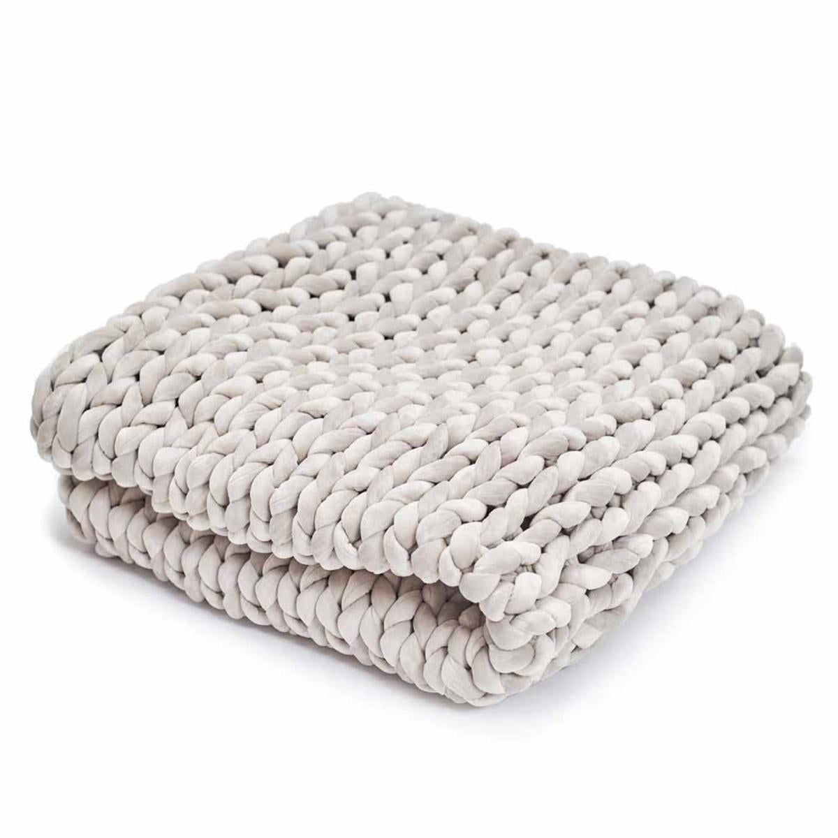  Hush 15lbs Minky Knitted Weighted Throw Blanket