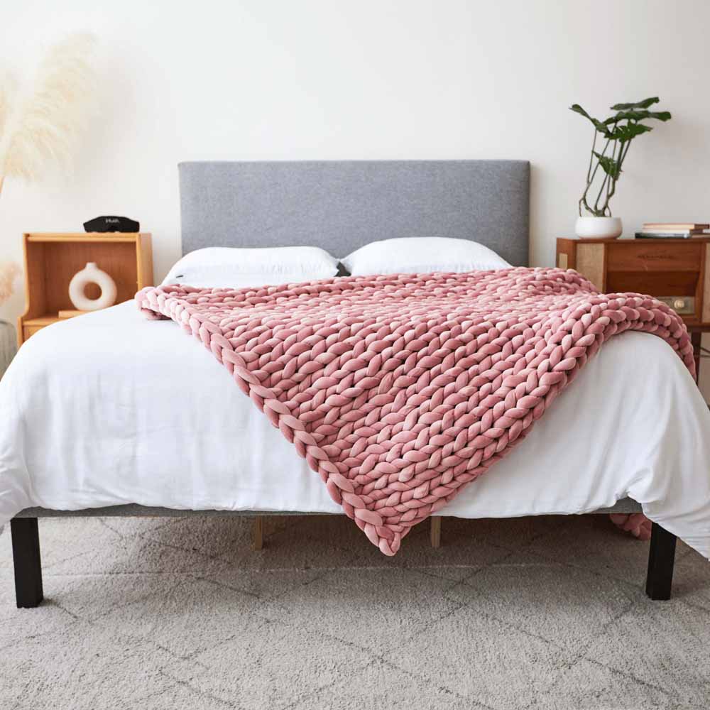  Hush 15lbs Minky Knitted Weighted Throw Blanket