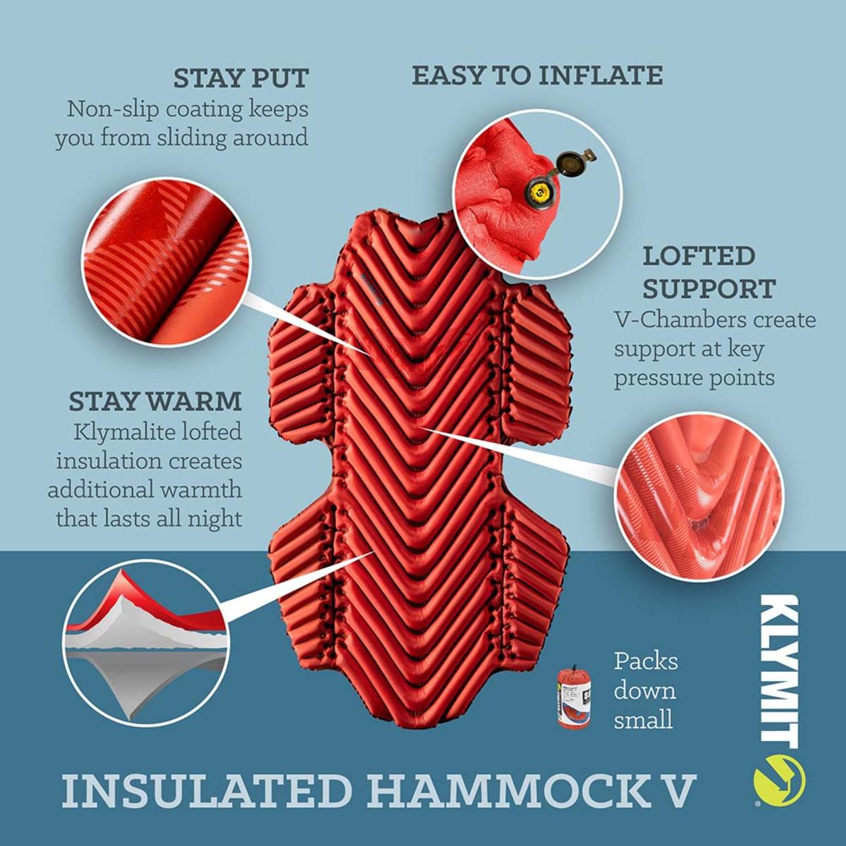  Klymit Insulated Hammock V-Chamber Sleeping Pad - Red