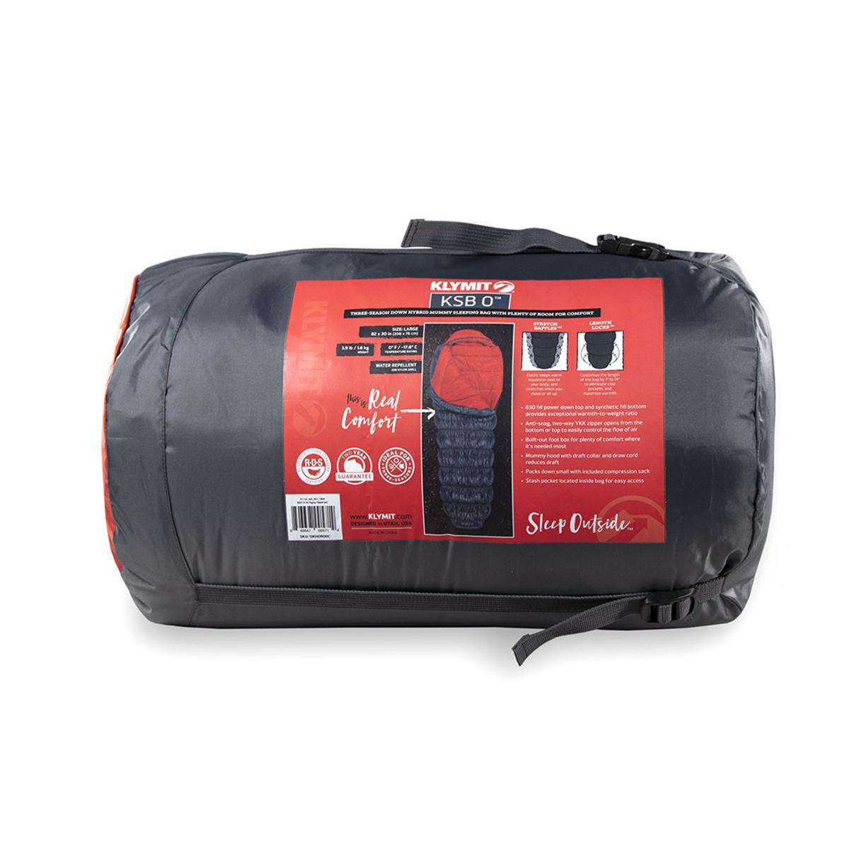  Klymit KSB 0 Large Sleeping Bag - Orange/Grey