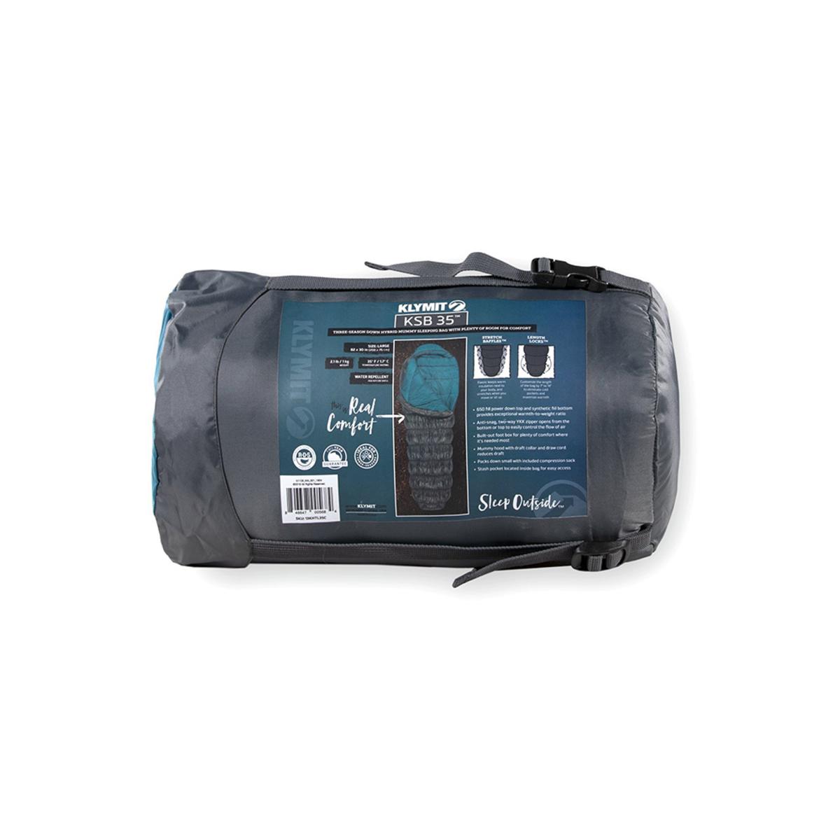  Klymit KSB 35 Large Sleeping Bag - Teal/Grey