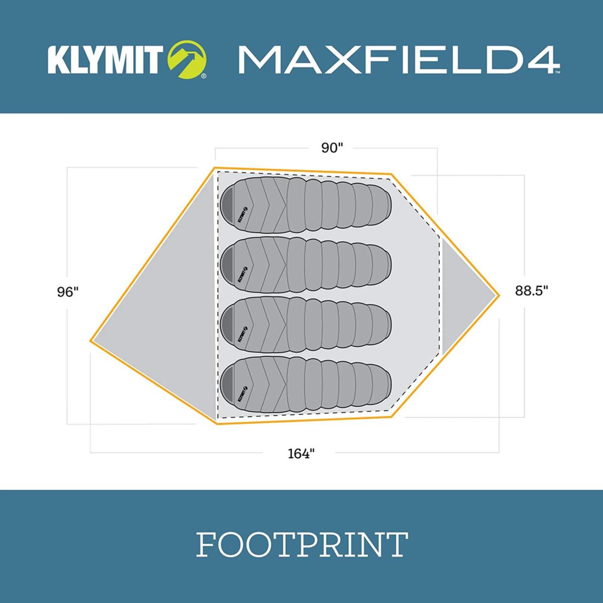  Klymit Maxfield 4 Person Tent - Orange/Grey
