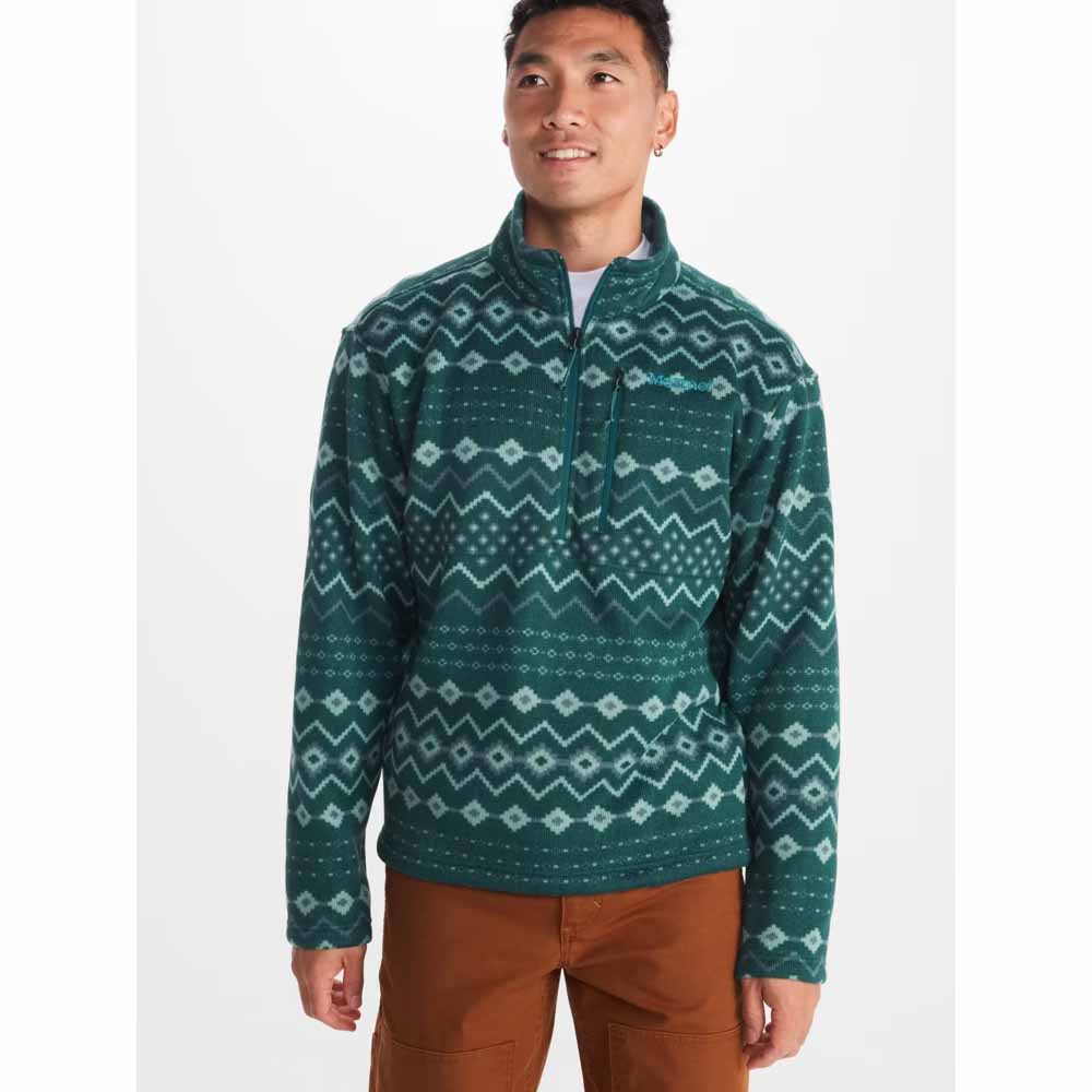  Marmot Mens Heavyweight Drop Line Printed 1/2 Zip Fleece