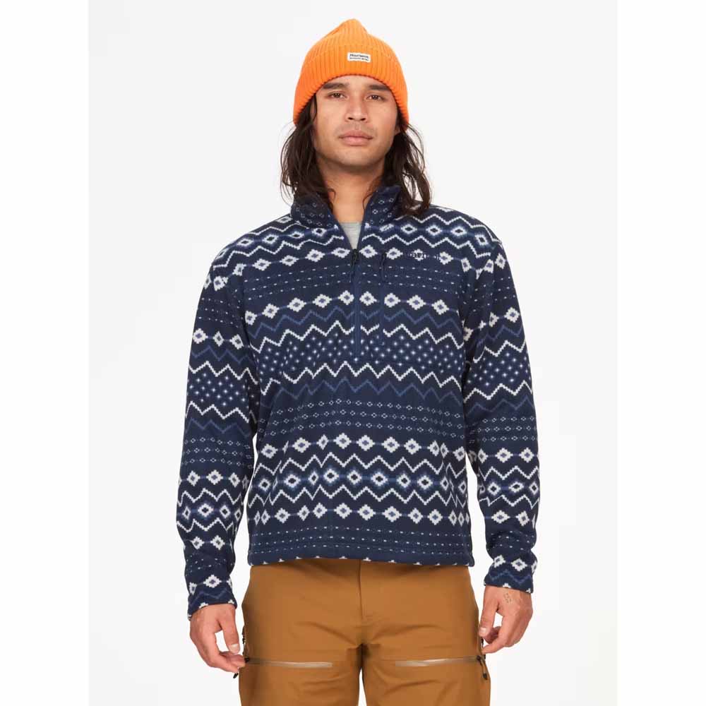  Marmot Mens Heavyweight Drop Line Printed 1/2 Zip Fleece