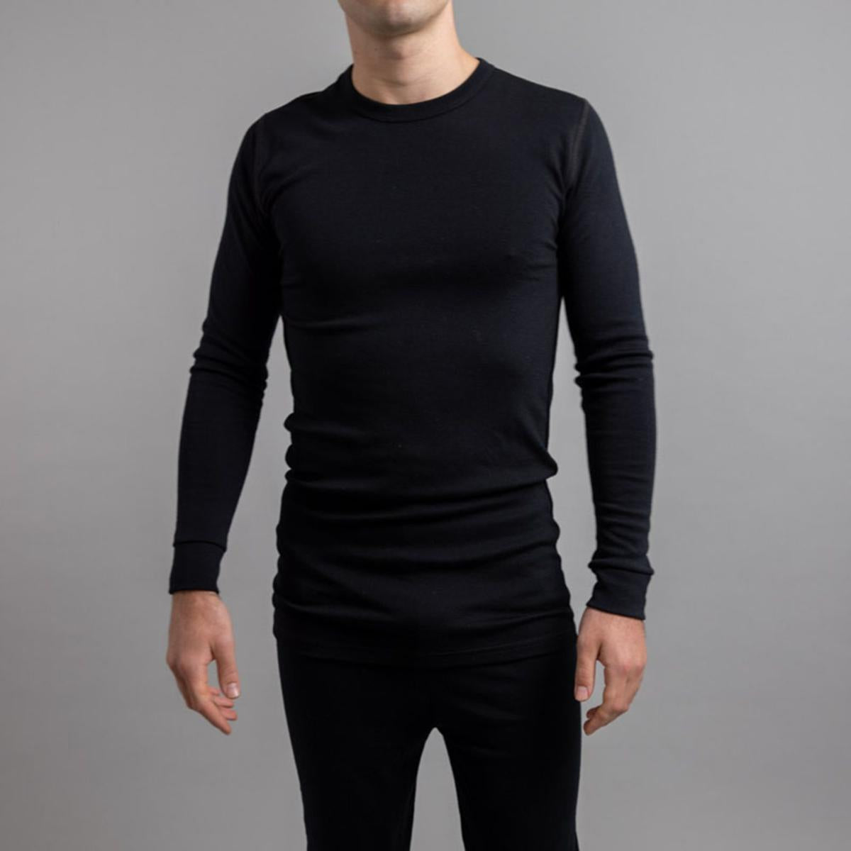  Merino Skins Unisex Long Sleeve Crew Neck - Black