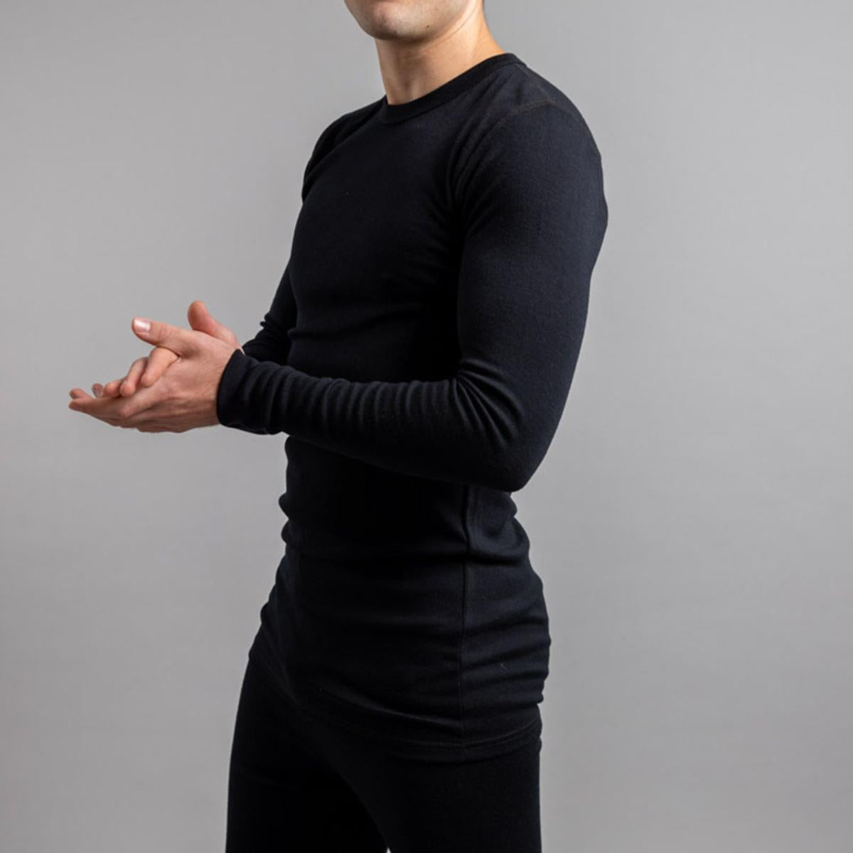  Merino Skins Unisex Long Sleeve Crew Neck - Black