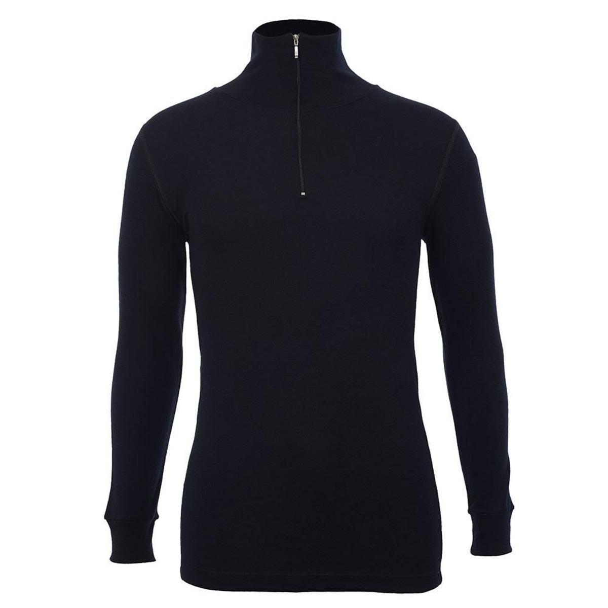  Merino Skins Unisex Long Sleeve Half Zip Front - Black