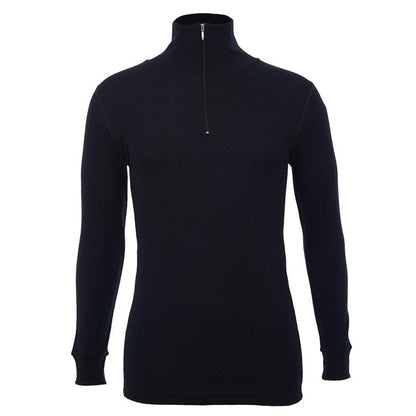  Merino Skins Unisex Long Sleeve Half Zip Front - Black
