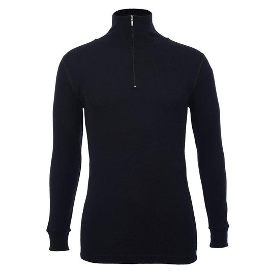  Merino Skins Unisex Long Sleeve Half Zip Front - Black