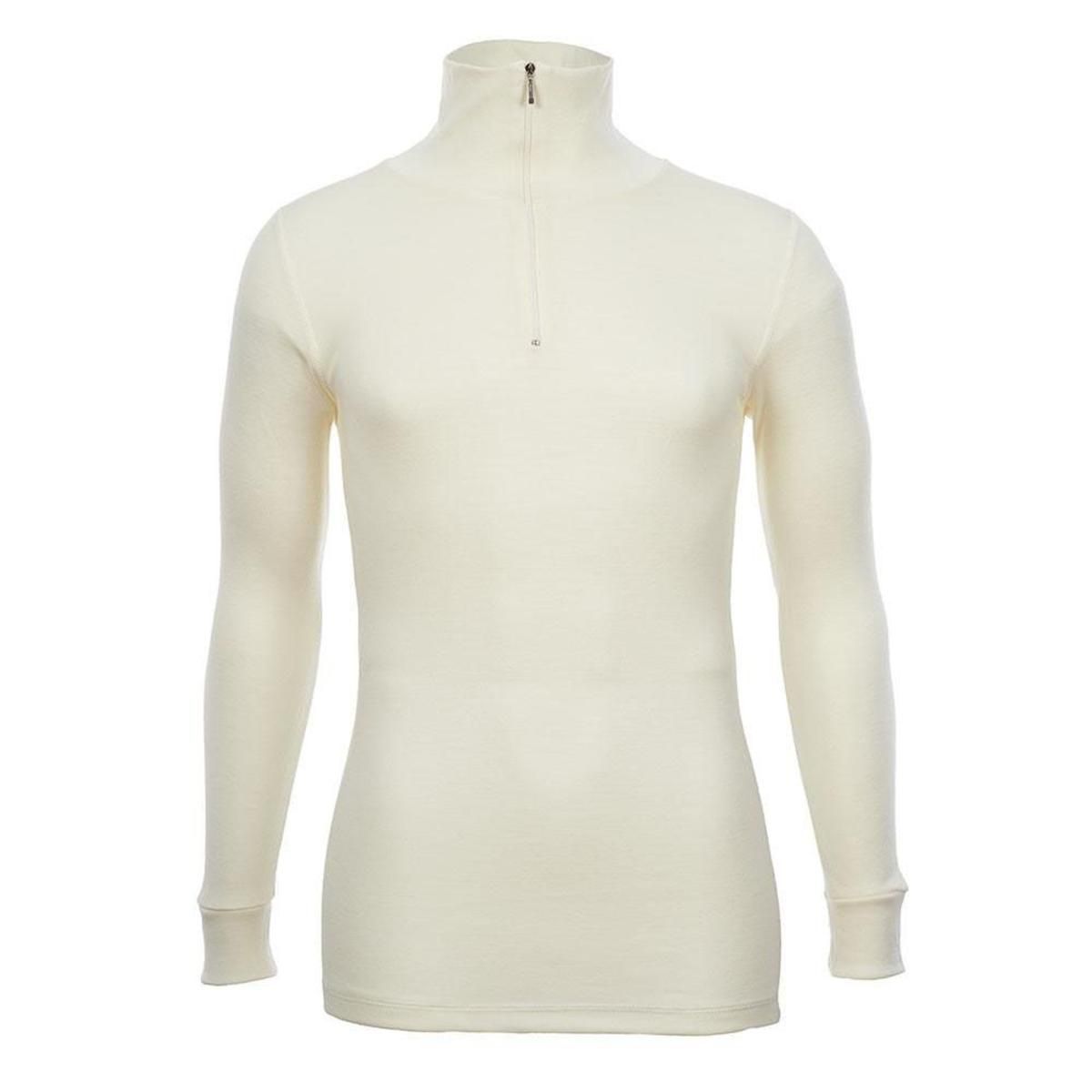  Merino Skins Unisex Long Sleeve Half Zip Front - White