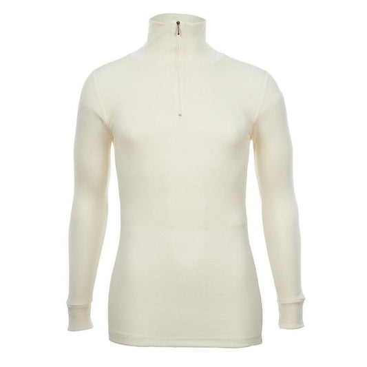  Merino Skins Unisex Long Sleeve Half Zip Front - White