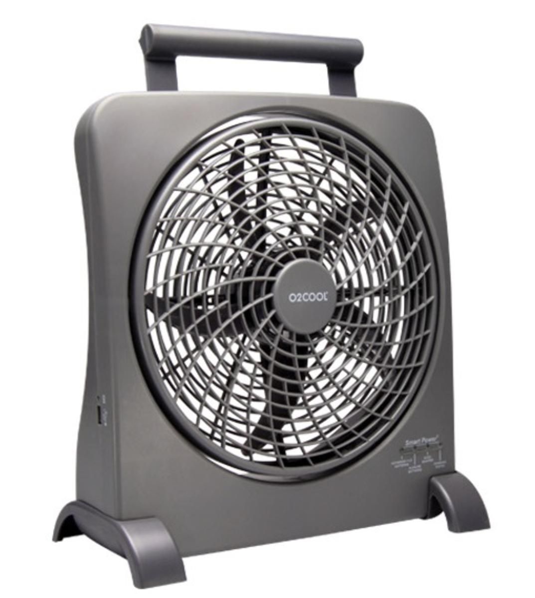  O2 Cool Treva 10in SmartPower Fan With USB Power Port & AC Adapter