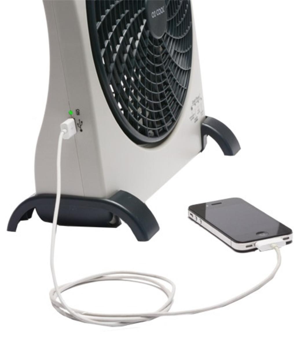  O2 Cool Treva 10in SmartPower Fan With USB Power Port & AC Adapter