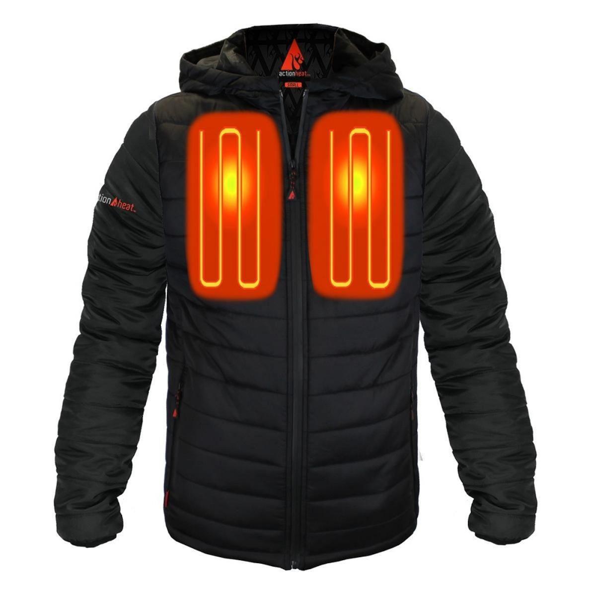  Open Box ActionHeat 5V Battery Heated Insulated Puffer Jacket W/ Hood - Mens