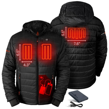  Open Box ActionHeat 5V Battery Heated Insulated Puffer Jacket W/ Hood - Mens
