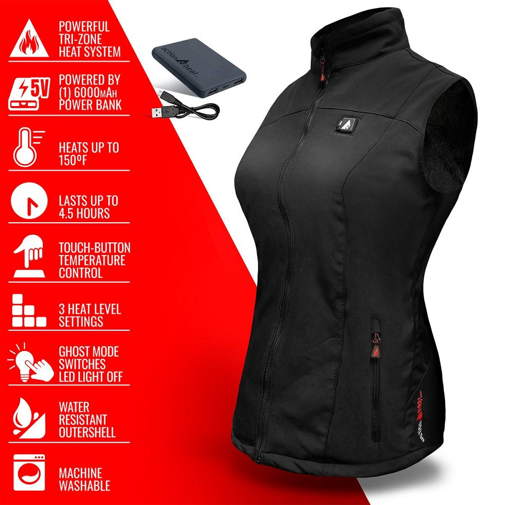  Open Box ActionHeat 5V Battery Heated Softshell Vest - Womens